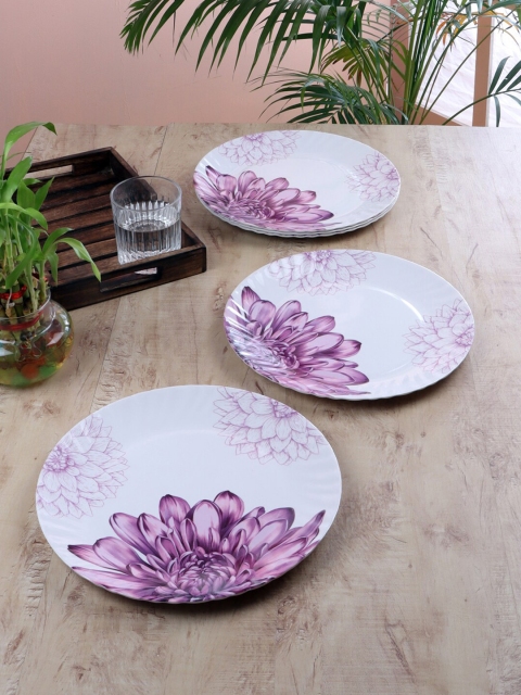 

CDI White & Purple 6 Pieces Floral Printed Melamine Glossy Plates