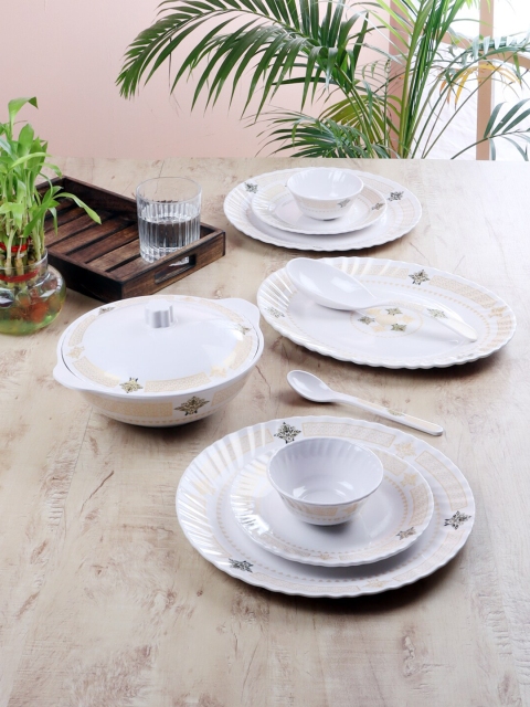 

CDI 40 Pcs White & Gold-Toned Pieces Floral Printed Melamine Glossy Dinner Set