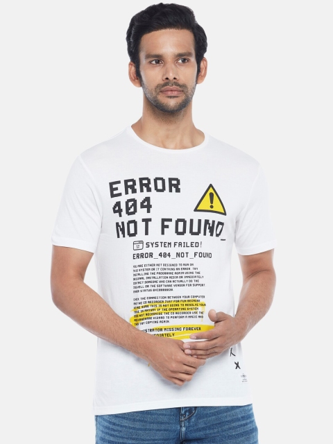 

People Men Off White Pure Cotton Printed T-shirt