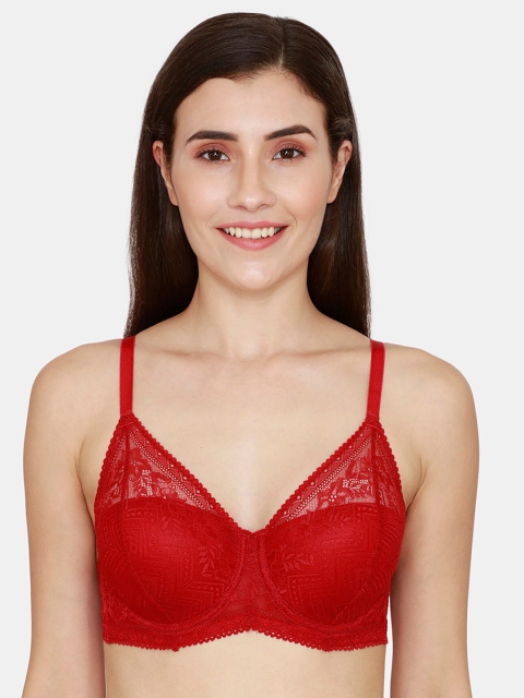 

Zivame Red Floral T-shirt Bra Underwired Lightly Padded ZI10UTFASH00RED