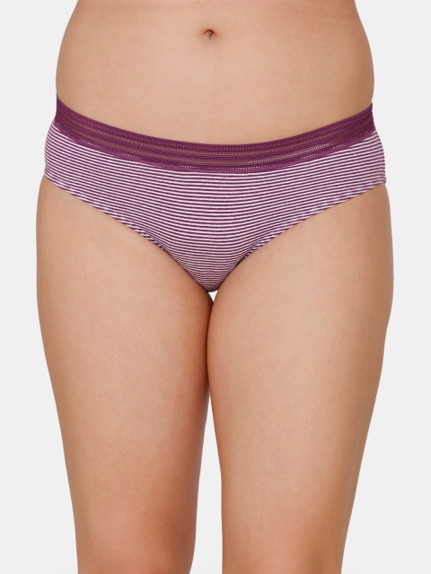 

Zivame Women Purple & White Striped Hipster Briefs ZI2569FASHEPURP