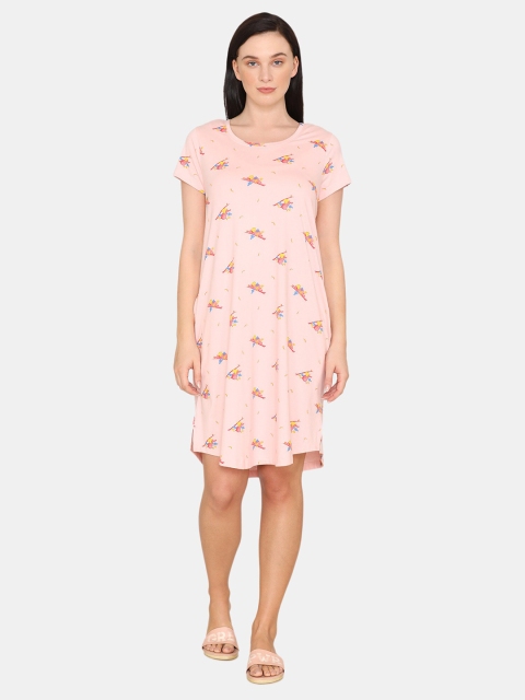 

Zivame Pink Printed Nightdress