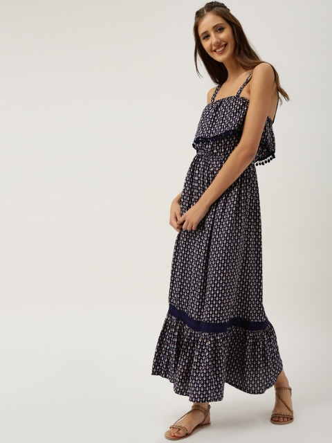 

DressBerry Women Navy Blue Printed Maxi Dress
