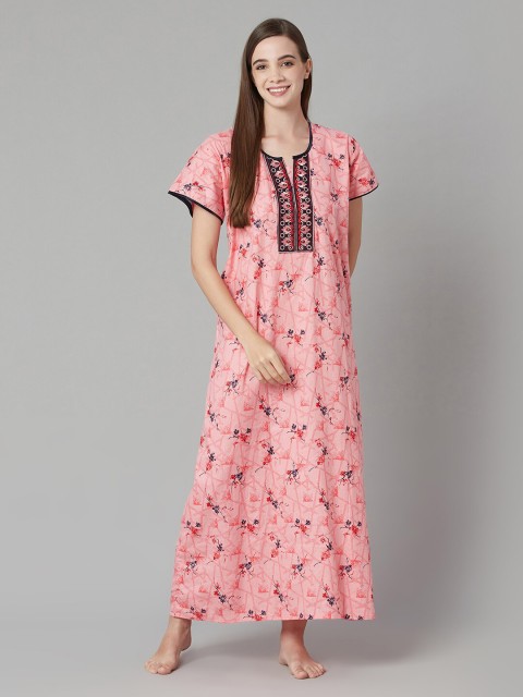 

TRUNDZ Pink Printed Maxi Nightdress