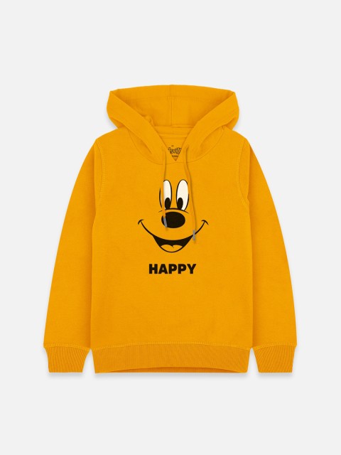 

Kids Ville Boys Yellow Printed Hooded Cotton Sweatshirt