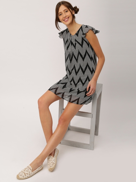 DressBerry Women Black & White Printed A-Line Dress available at myntra for Rs.359