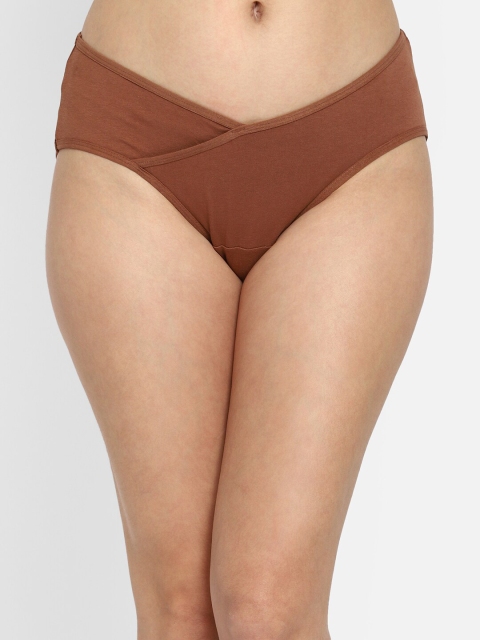 

Clovia Women Brown Solid Cotton Maternity Hipster Briefs
