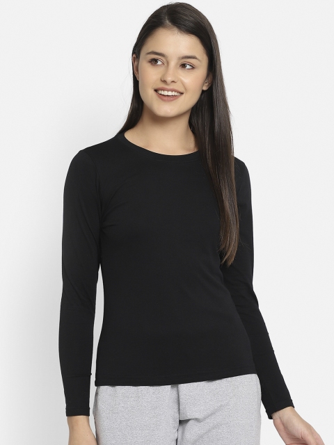 

Clovia Women Black Solid Cotton Lounge T- Shirt