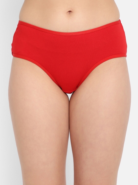 

Clovia Women Red Solid Cotton Hipster Briefs