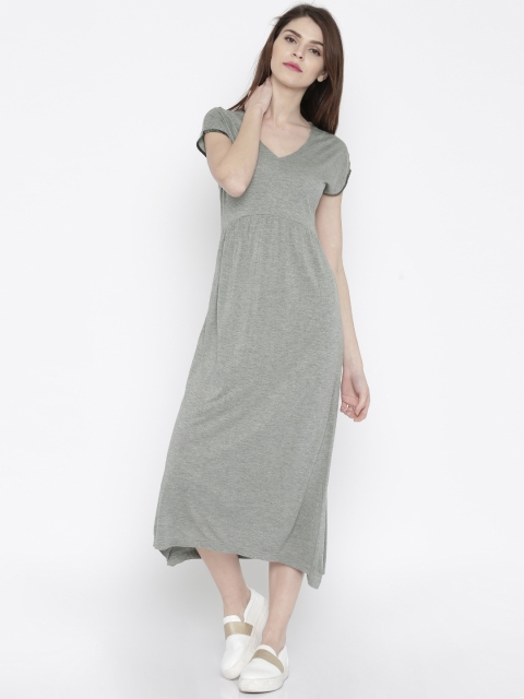 

DressBerry Women Grey Melange Solid Maxi Dress