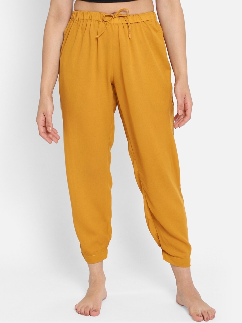 

Clovia Women Yellow Solid Mid-Rise Lounge Pants