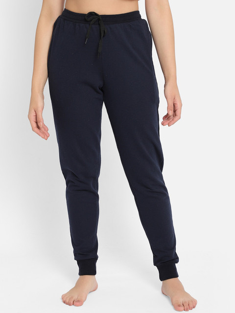 

Clovia Women Navy Blue Solid Cotton Lounge Pants