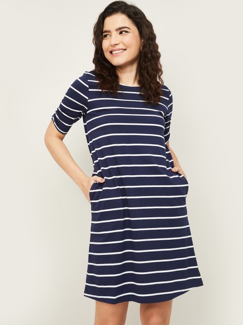 

Fame Forever by Lifestyle Blue & White Striped A-Line Dress