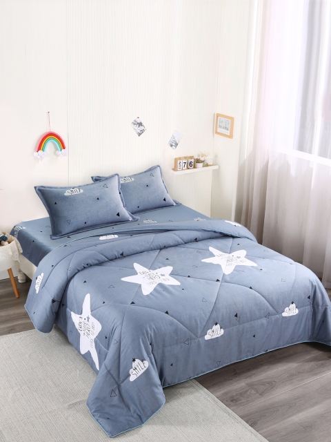 

URBAN DREAM Kids Grey & White Cartoon Characters Printed Double Queen Bedding Set