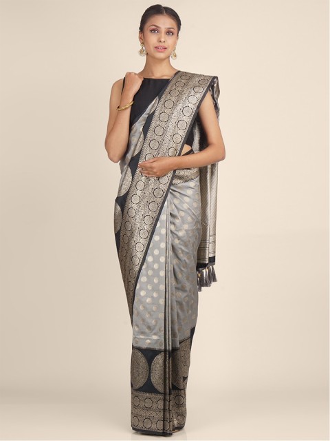 

Hastakala Grey & Black Ethnic Motifs Zari Art Silk Saree