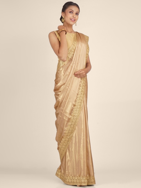 

Hastakala Gold-Toned Embellished Art Silk Saree