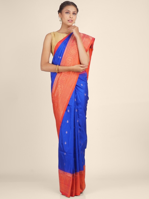 

Hastakala Blue & Blue Woven Design Zari Pure Silk Saree