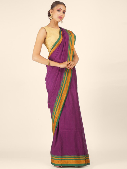 

Hastakala Magenta & Green Zari Pure Cotton Ilkal Saree