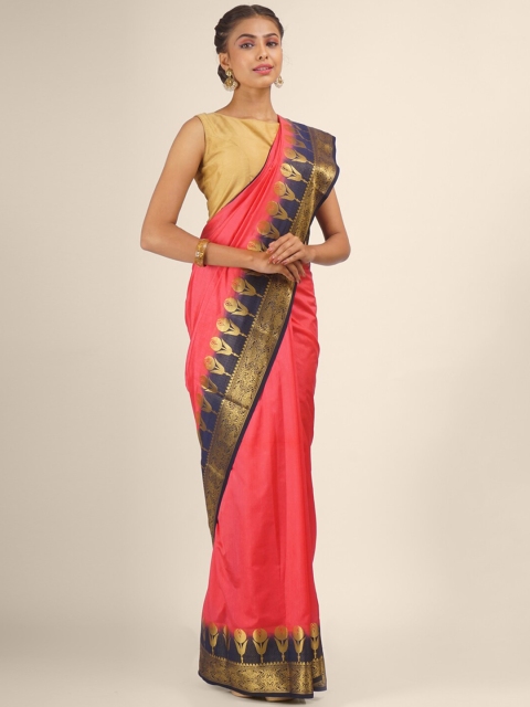 

Hastakala Pink & Blue Woven Design Zari Art Silk Saree
