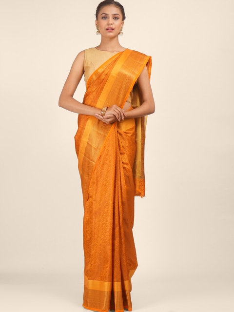 

Hastakala Mustard & Gold-Toned Woven Design Zari Art Silk Banarasi Saree