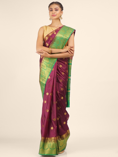 

Hastakala Magenta & Green Woven Design Saree