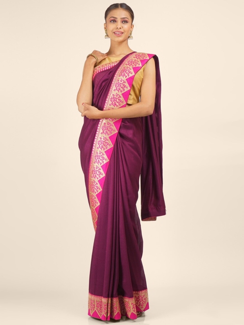 

Hastakala Burgundy Woven Design Jute Silk Saree