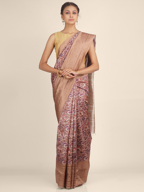

Hastakala Gold-Toned & Purple Woven Design Zari Art Silk Saree