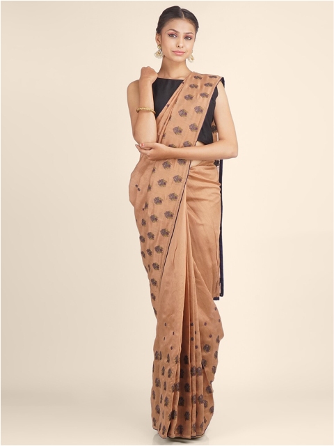 

Hastakala Brown & Lavender Ethnic Motifs Embroidered Jute Silk Banarasi Saree