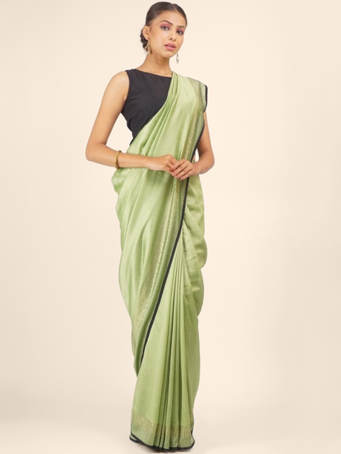 

Hastakala Sea Green & Gold-Coloured Dhupen Stone Work Jute Silk Saree
