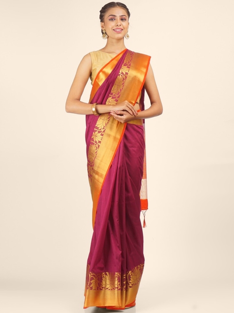 

Hastakala Magenta & Orange Zari Art Silk Saree