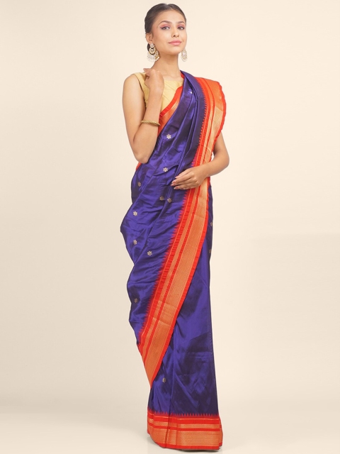 

Hastakala Blue & Red Woven Design Zari Pure Cotton Ilkal Saree