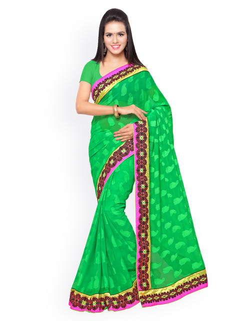

Touch Trends Green Crepe & Net Saree