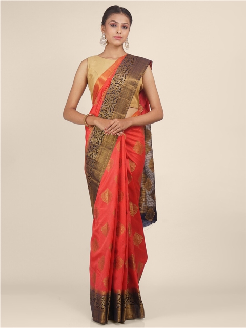 

Hastakala Pink & Navy Blue Woven Design Zari Jute Silk Banarasi Saree