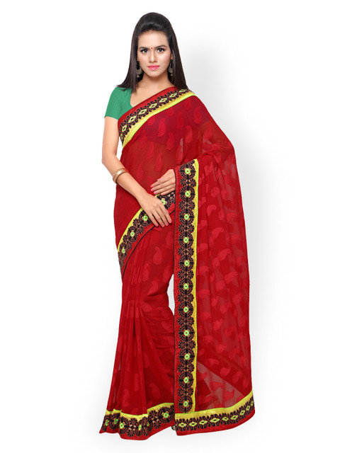 

Touch Trends Red Net & Crepe Saree