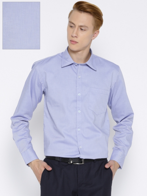

American Crew Men Blue Slim Fit Self-Design Formal Shirt