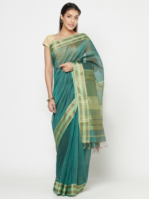 

Fabindia Green & Gold-Toned Zari Saree