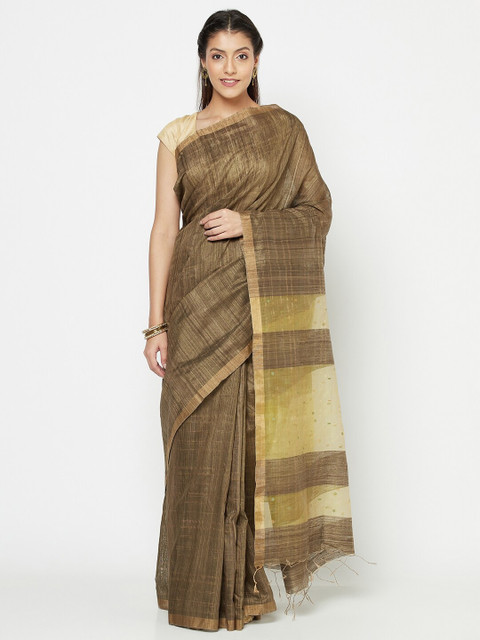 

Fabindia Beige & Gold-Toned Woven Design Silk Blend Jamdani Saree