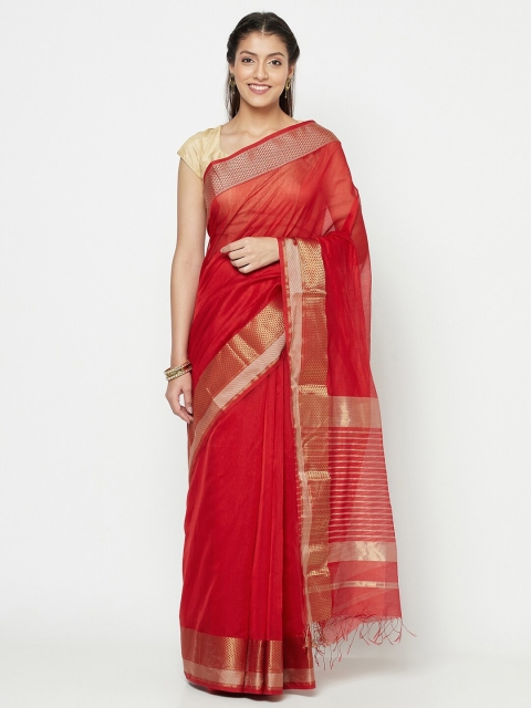 

Fabindia Red Woven Designed Cotton Blend Saree
