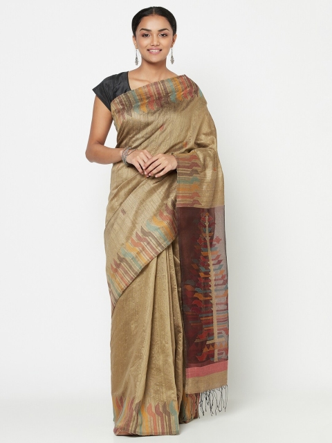 

Fabindia Beige & Blue Woven Design Silk Blend Jamdani Saree