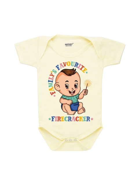 

KNITROOT Infant Kids Yellow & Blue Family Favourite Printed Cotton Bodysuit