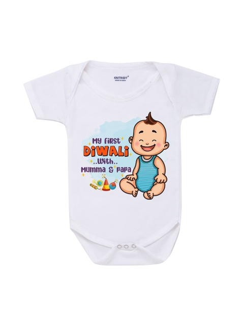 

KNITROOT Unisex First Diwali White Baby Romper