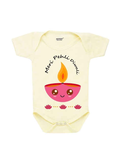 

KNITROOT Kids Unisex Yellow Pehli Diwali Yellow Baby Romper