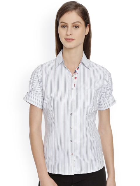 

Bombay High Women White Striped Slim Fit Formal Shirt
