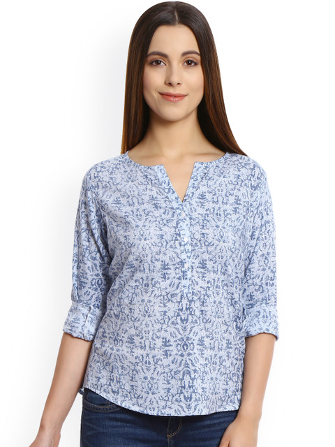 

Bombay High Women Blue Printed Regular Top