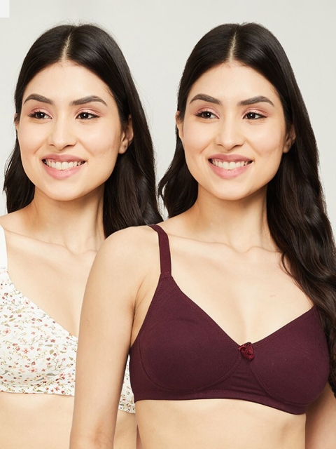 

Ginger by Lifestyle Pack of 2 White & Burgundy Floral T-shirt Bra 1000010421026