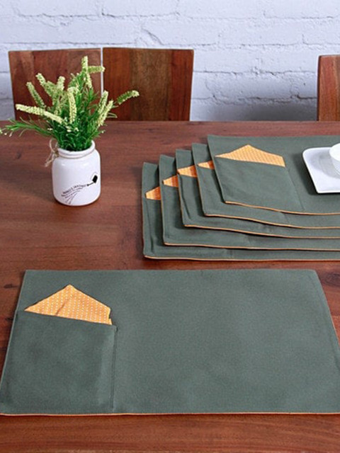 

Lushomes Pack Of 6 Multicoloured Cotton Placemats & Napkins, Multi