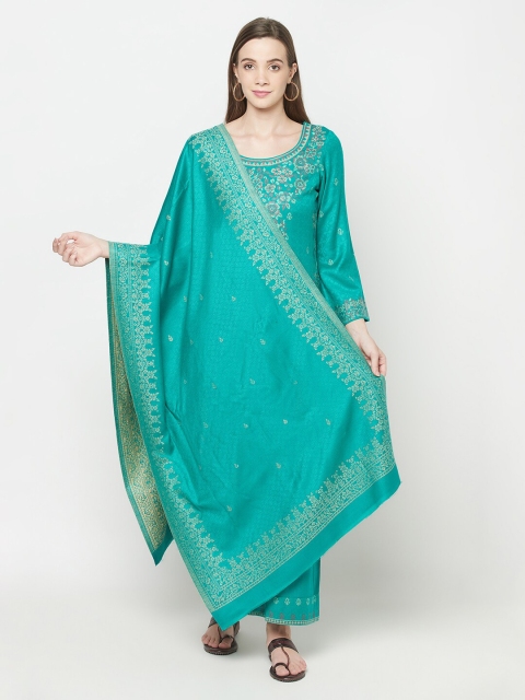 

Safaa Green & Gold-Toned Viscose Rayon Unstitched Dress Material