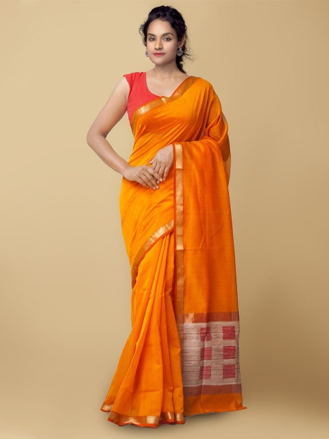

Unnati Silks Women Orange & Beige Pure Handloom Maheshwari Sico Sustainable Saree