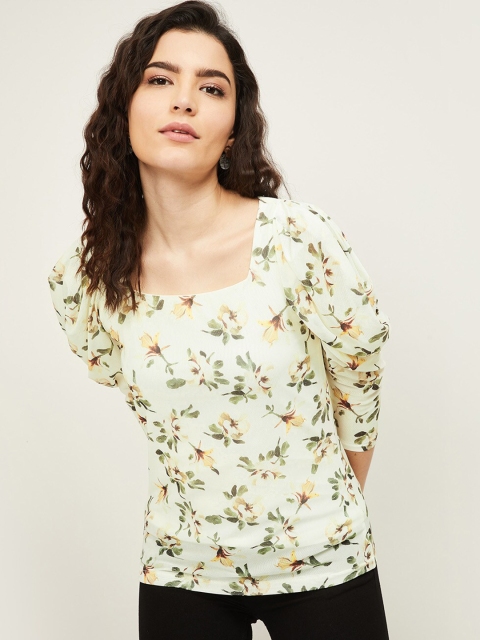 

CODE by Lifestyle Off White Floral Regular Top