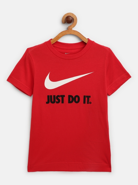 

Nike Boys Red Swoosh Logo Printed T-Shirt